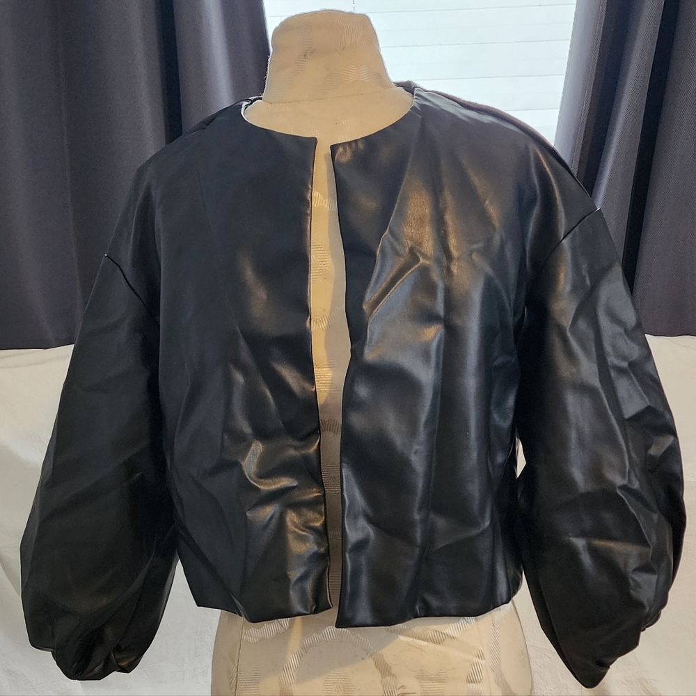 Black Faux Leather Women's Jacket